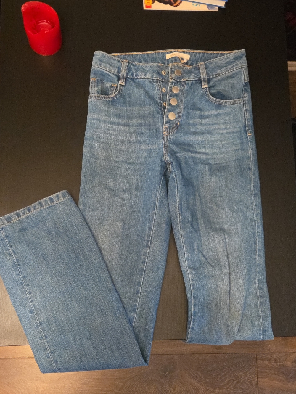Maje Straight-Leg Button Up Jeans